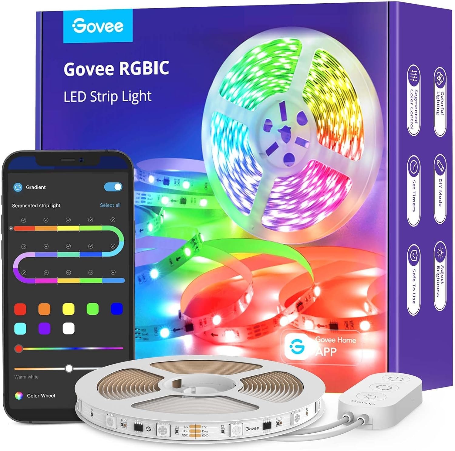 Govee LED Strip Lights RGBIC, 16.4ft Bluetooth