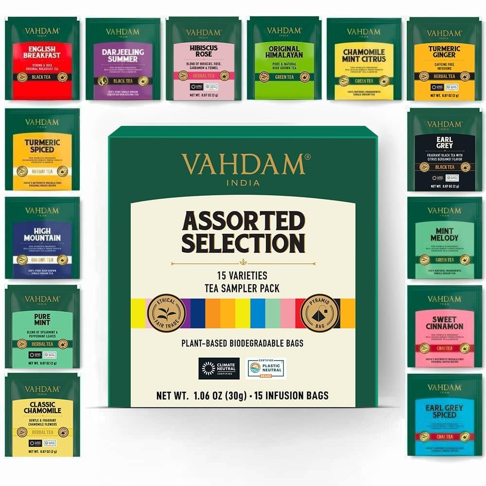 Vahdam Assorted Tea Sampler, 15 Teas